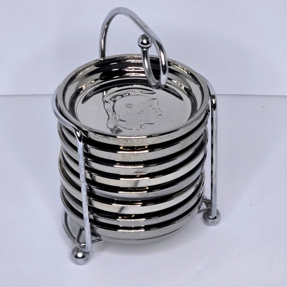 Spartan Head Silver Glass Coaster Set